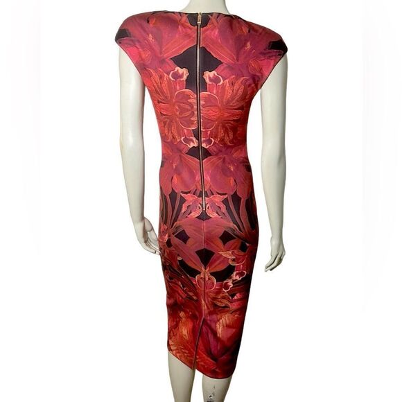 Ted Baker NWOT Stunning Kaleidoscope Jungle Orchid Midi Sheath Dress Size 2 - Picture 4 of 8
